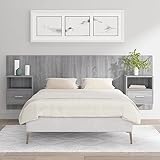 Genérico Cabecero de Cama con mesitas Madera contrachapada Gris Sonoma,3115698