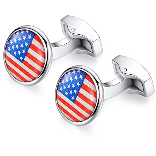 Mancuernillas HONEY BEAR con bandera USA en acero miniatura 2
