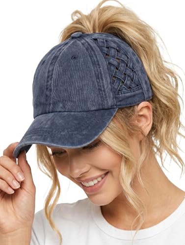 Image of Funky Junque Womens Baseball Cap Dad Hat Ponytail Messy Bun Trucker Ponycap