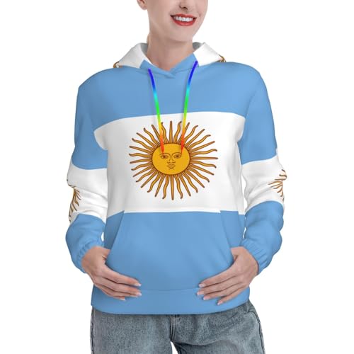 Sweat à capuche imprimé drapeau argentin EdWal pour femme, pull quotidien ajusté