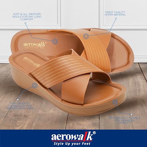 Image of AEROWALK Stylish Fashion Sandal for Women | Comfortable| Lightweight | Anti Skid | Casual Office Footwear (AT28)