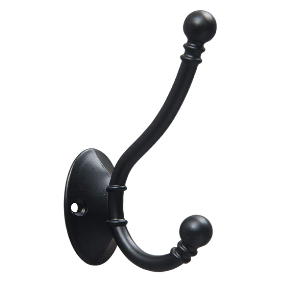 WOVEBIUS Retro Zinc Alloy Hat Coat Hooks Ancient Rustic Shabby Door Wall Metal Hanger Black,9.6x6x4.6cm
