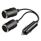 SensaBliss シガーソケット 2連 シガーライター 12V/24V車対応 車用増設ソケット 自動車シガレット分岐器 1〜2雌ソケット 2ウェイシガレットライタースプリッター 延長ケーブル