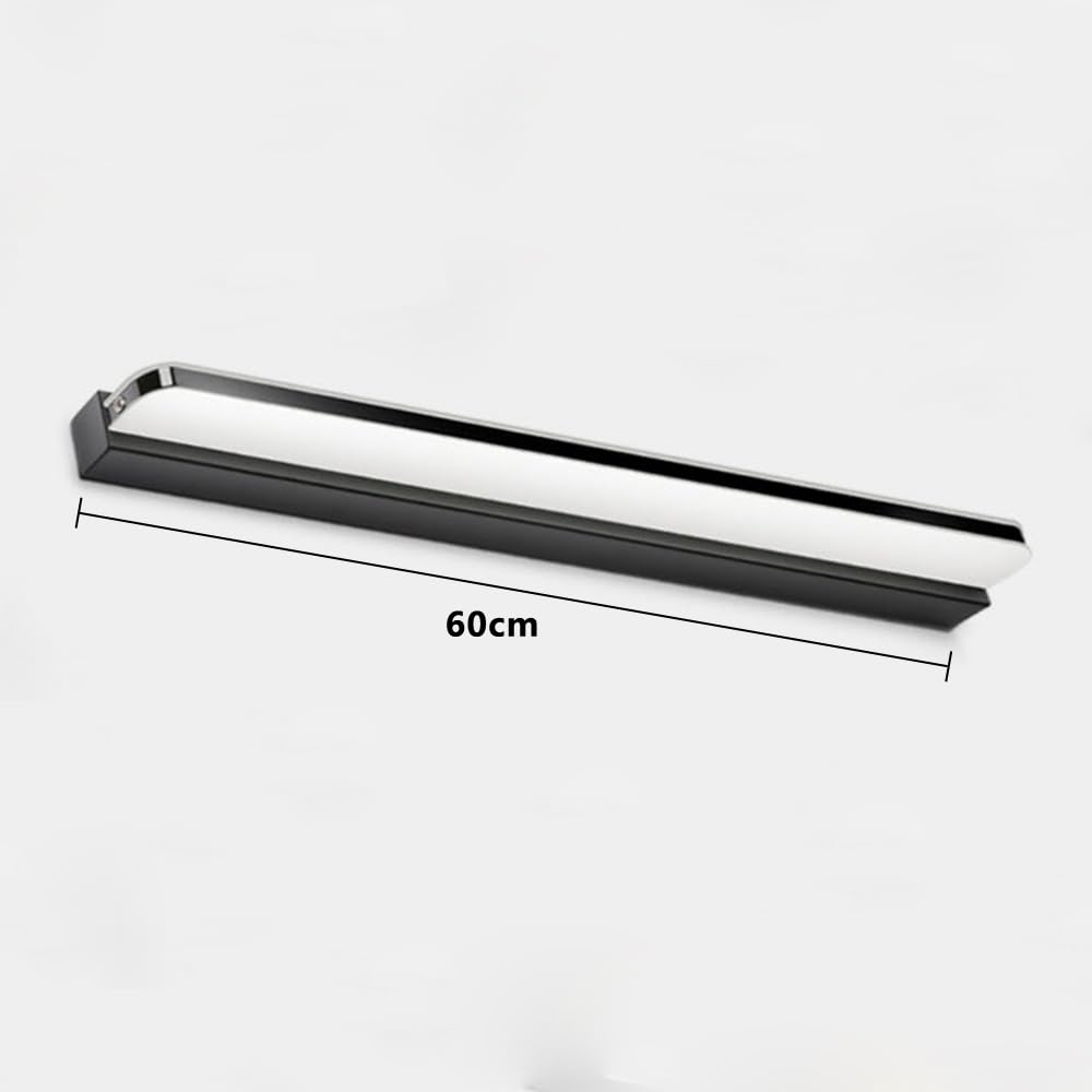 Nowoczesna lampa ścienna do wnętrz, lampa LED do lustra, łazienka, 40 cm, zimna biel, 9 W, lampa ścienna do sypialni, oświetlenie szafki z lustrem (kolor czarny, 60 cm)