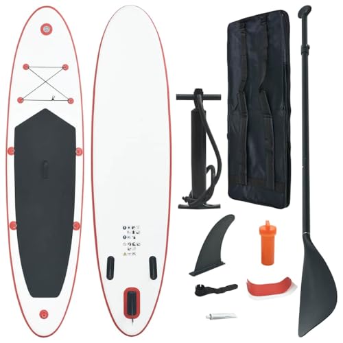 aphrophina Inflatable Stand Up Paddle Board Set with Oar and Accessories, Red and White, Durable Design for Adults