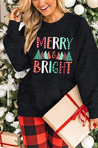 Moletom de Natal Camisas Feliz para Mulheres Pulôver de Árvore de Natal Casual Estampa Gráfica Tops