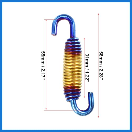 Image of 6 Pcs 58mm 2.28 inch Motorcycle Muffler Exhaust Pipe Spring Universal Stainless Steel Gold Tone Auto Accessories