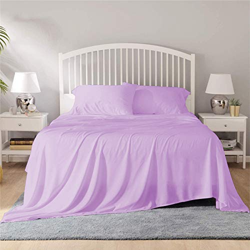 Image of YRM Bedding's - Egyptian Cotton Bedsheet 400-TC Premium Hotel Quality 1 Bedsheet (72x96) + 2 Pillow Covers (18x28) - (Twin Size, Levender Color)
