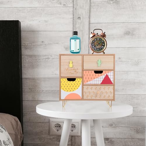 Organizador de cosméticos de madera PRETYZOOM con 5 cajones para joyas de mesa 5