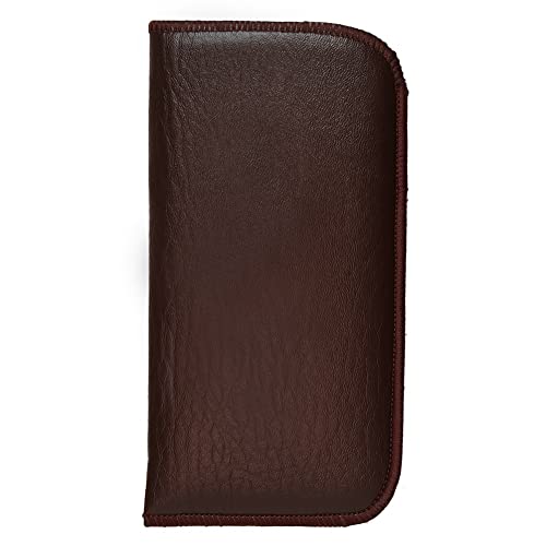 Calabria Soft Slip-In Glasses Case Brown For Men/Women Designer Faux Leather Felt Lining Eyeglasses/Sunglasses 6.5"X3.35" #TOP1