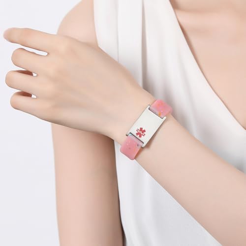 Image of LinnaLove Medical Alert ID Bracelet - Custom or Pre-Engraved, QR Code Available,Adjustable Band