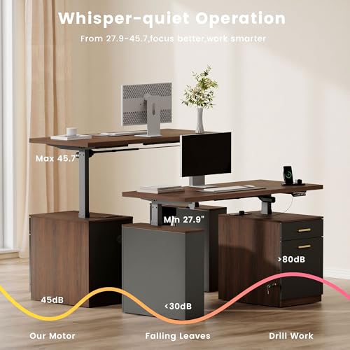 Image of ModernMate Executive Standing Desk with File Drawers, Height Adjustable