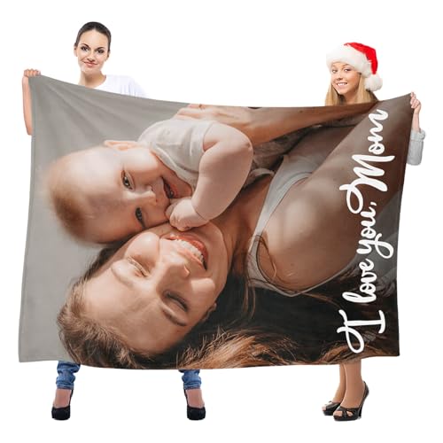 Image of inkArts Custom Blanket with Photo, Personalized Blanket, Customized Photo Blankets, Customizable Picture Blankets, Personalized Mom Blanket Gifts for Mom Baby Kid Family