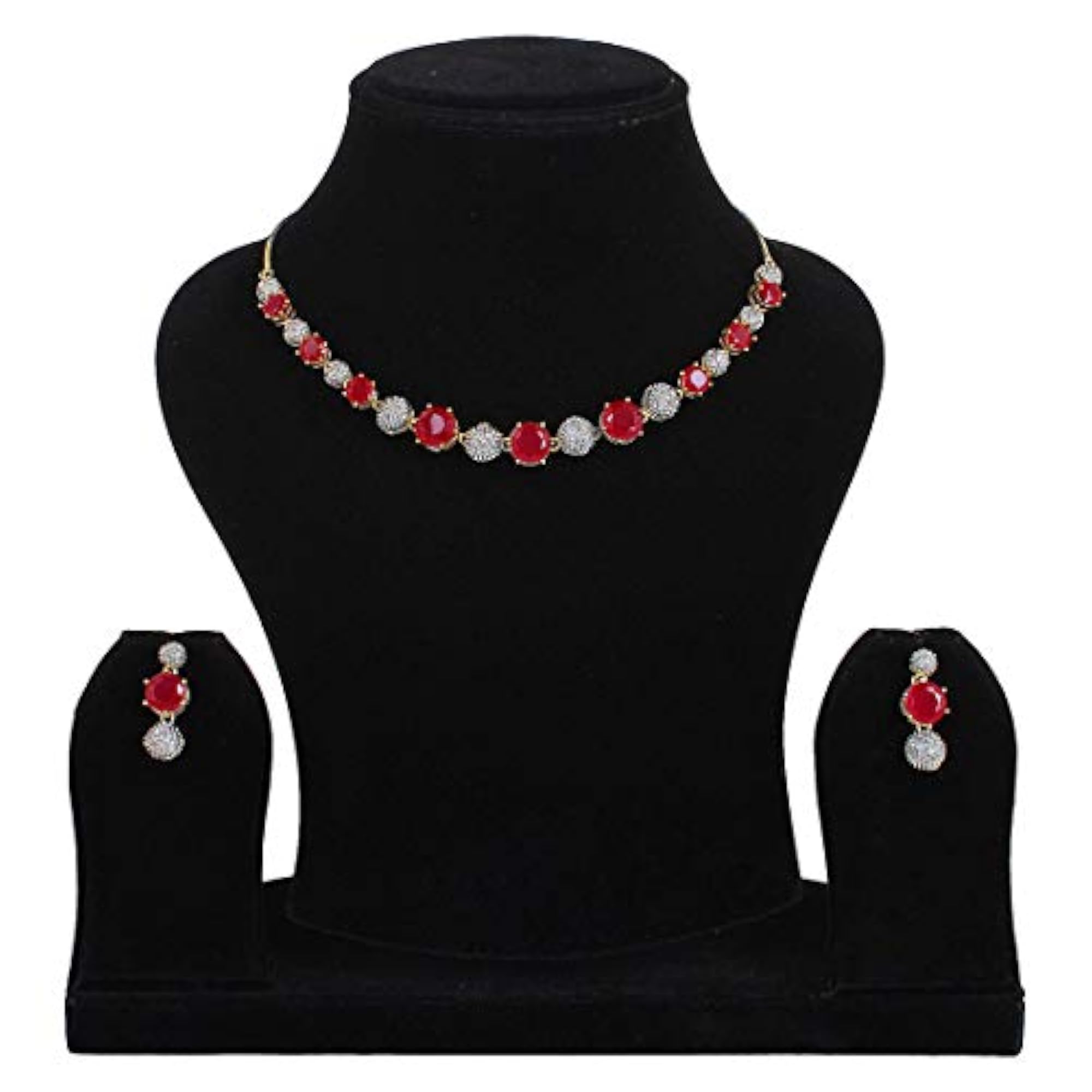 American Diamond Jewellery Set with Necklace, Earrings, Bracelet, Ring