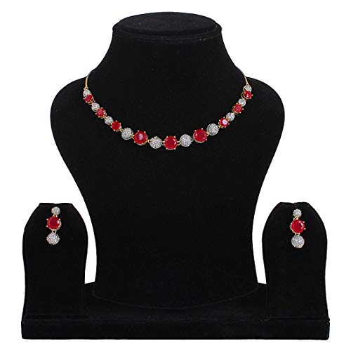 American Diamond Jewellery Set with Necklace, Earrings, Bracelet, Ring