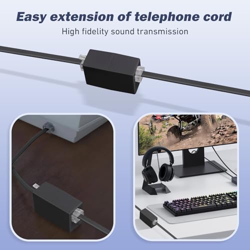 Image of moeverEX Phone Extension Cord 25 Ft, Black Telephone Cable with RJ11 Plug
