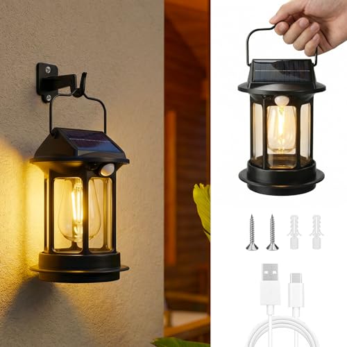 Lanterne de camping solaire et USB avec détecteur de mouvement étanche pour cour et garage