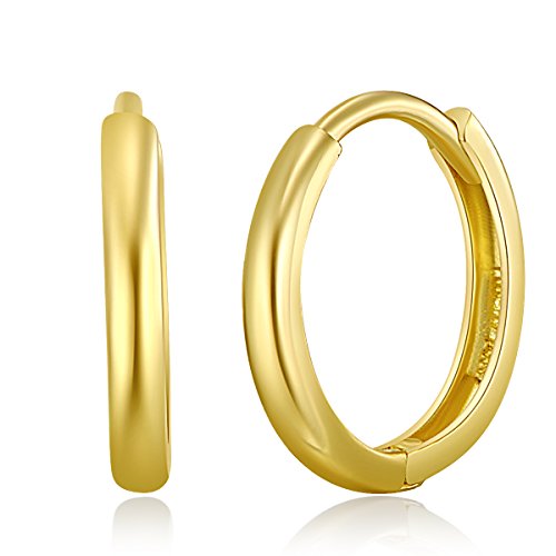 14k REAL Yellow Gold 2mm Thickness Hoop Huggie Earrings (11 x 11 mm)3