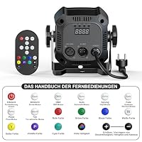 Rtktoup 16PCS RGBW LED Par Scheinwerfer, 40W LED Bühnenlicht DMX 4/8CH mit Fernbedienung Par Strahler, Discolicht Partylicht für DJ Bühne Bar Party Hochzeit Haloween Weihnachten – Ansicht 6