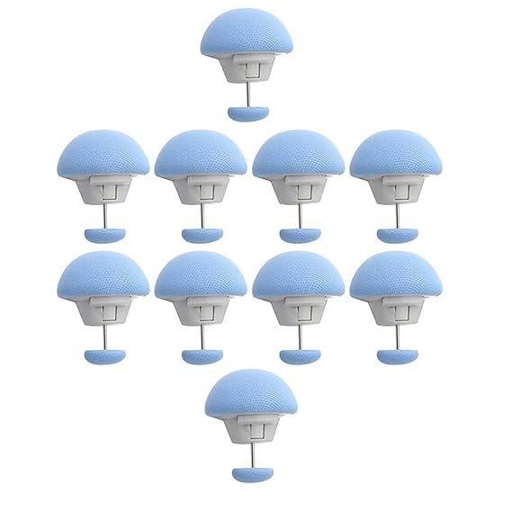 SINGARO 10 Pcs Duvet Clips Set with Pins and Buttons - Quilt Cover Fixing Holder, Mushroom Round Non-Slip Clips for Bedroom (Blue)-image-6