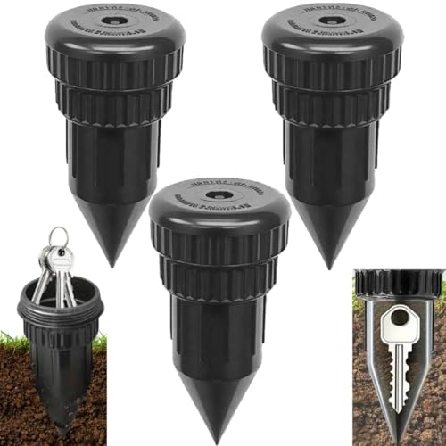 Image of Fake Sprinkler Key Hider with Storage Box, Hide A Key Cash Hider Sprinkler Head, Outdoor Key Holder for House Keys, Car Keys, Waterproof Camouflage Key Safe,Easy Push Into The Ground-3PCS