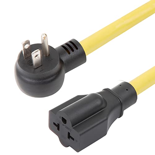 Indoor/Outdoor Angled Four-In-One Heavy Duty Power Extension Cord Sjtw 12-Awg 15A Household Plug To 20A T Blade Cable L=6Ft, Angled 3-Prong Extension Cord #TOP1