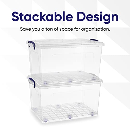 Image of Superio Storage Bins with Lids, Clear Plastic Containers for Organizing, Stackable Totes, BPA Free, Odor Free, Organizer Boxes for Home, and Dorm (2 Pack, 44 Quart)