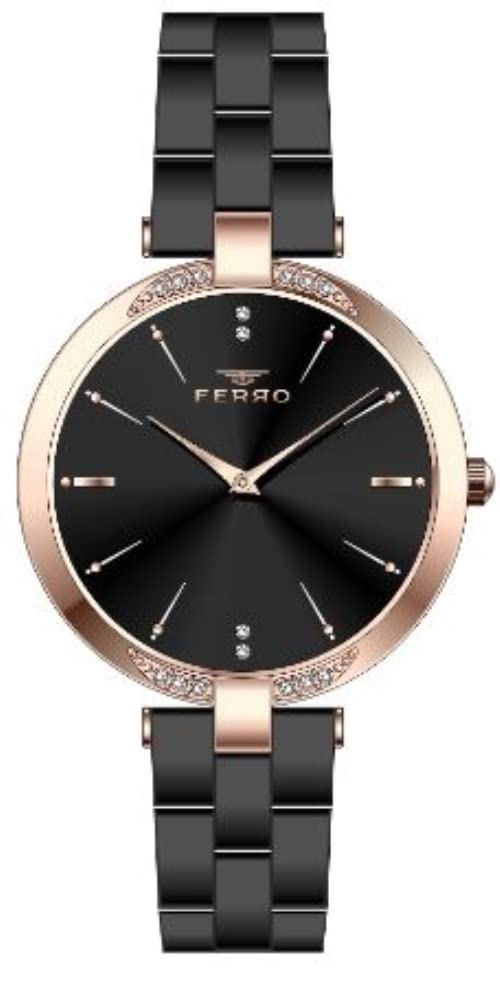 Ferro Analog Black Dial Womens Watch-F21128A-R (B09RWLFSDS) Amazon Price History, Amazon Price Tracker