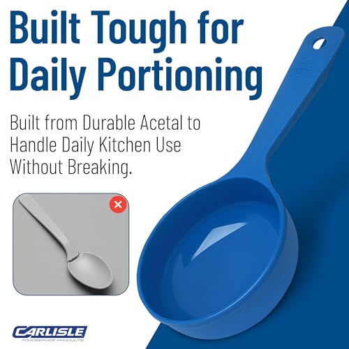 Image of CFS 493114 Solid Short Handle Portion Control Spoon, 8 oz, Blue