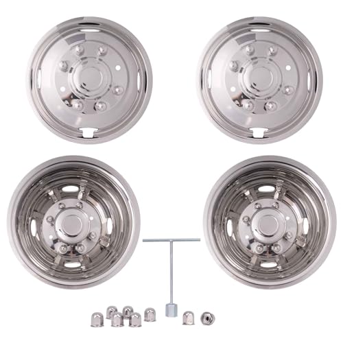 17.0 inch Wheel Simulators - 8 Lug 4 Hand Holes Wheel Simulators - Perimum L304 Stainless Steel Dually Simulators Kit - Wheel Cover mainly for 2005-2009/2011-2016 Ford F350, 2005-2025 F350 Heavy Duty