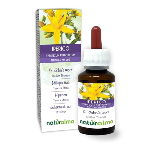 Johanneskraut (Hypericum perforatum) Kraut mit Blüten Alkoholfreier Urtinktur Naturalma - Flüssig-Extrakt Tropfen 60 ml - Nahrungsergänzungsmittel - Veganer