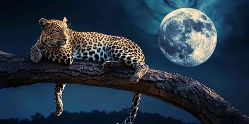 Broderie Diamant 5D Lune Léopard | Évadez-vous avec ce Kit Peinture Strass Apaisant