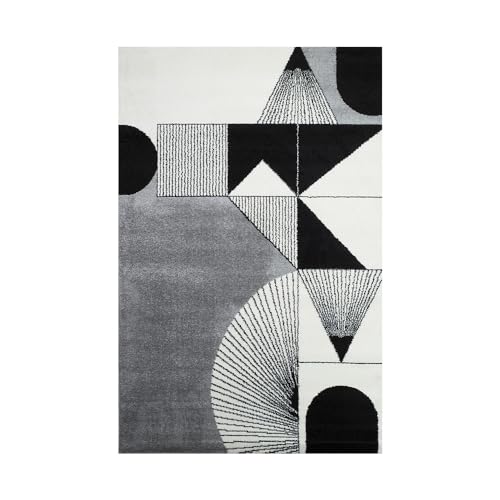 OLIVO.shop | Tappeto salotto moderno, tappeto soggiorno pelo corto, tappeto arredamento camera da letto, misure assortite ART (70x130 cm, BLACK&WHITE)