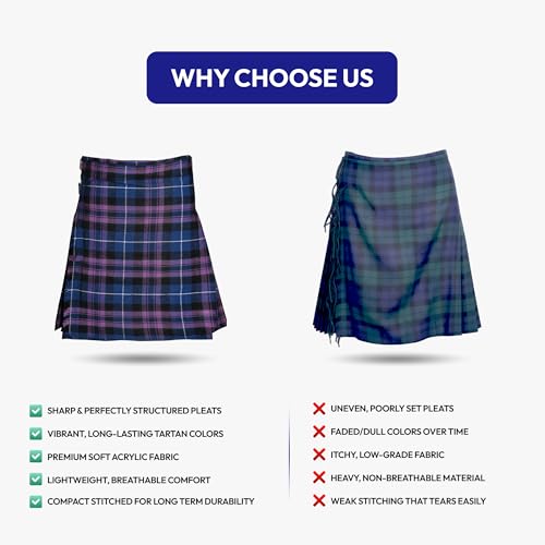 Image of 8 Yard Mens Kilt - Authentic Tartan Kilt for Men Highland Outfit for Weddings & Traditional Scottish Wear