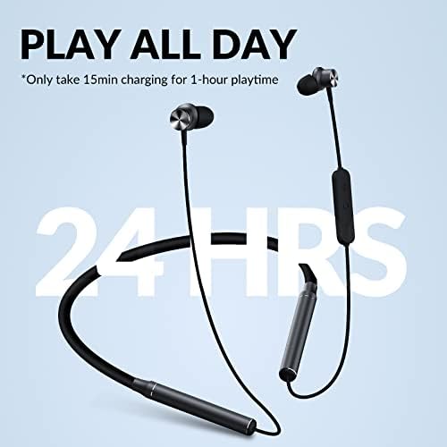 Earphones Wireless Bluetooth, TANGMAI Neckband Bluetooth Headphones Sport in Ear with Mic for Gym,Clear Calls,Comfort Fit,24Hs Playtime,Black
