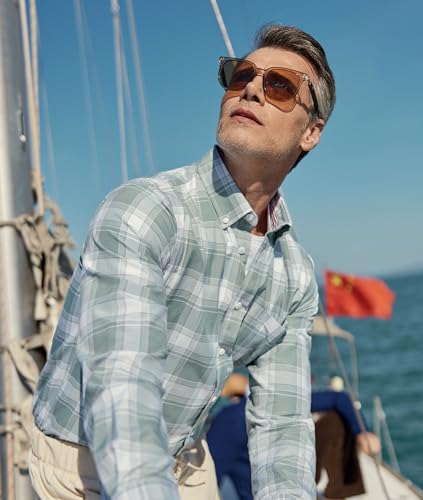 Image of Alimens & Gentle Mens Solid Oxford Shirt Long Sleeve Dress Shirt Work Casual Button Down Shirts with Pocket