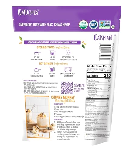 Image of Oatsome Overnight Oats 2 lb, 7g Protein, Flax & Chia Seeds, Gluten-Free