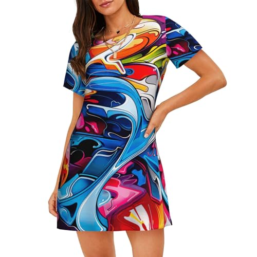 Chemise de nuit légère graffiti idéale pour les nuits d'été