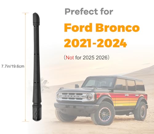 Image of Antennas for Ford Bronco (2021-2024) 7 Inch Rubber Antenna Replacement Car Antenna Ford Bronco Accessories Carbon Fiber