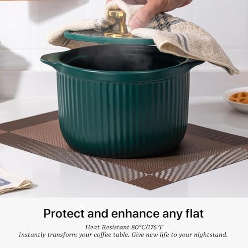 Image of GDNK Washable PVC Heat Resistant Colorful Place Mats for Kitchen Dining Table Mates Washable Heat-Resistant for Dining Table (4 Pack) (Brown)