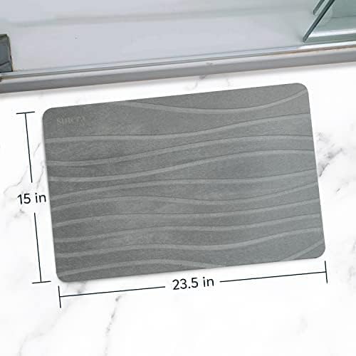 Image of BELADOR Rubber- Stone Bath Mat, Diatomaceous Earth Shower Rectangular Shape Mat, Non-Slip Super Absorbent Quick Drying Bathroom Floor Mat, Natural, Easy to Clean (Dark Grey Straight)