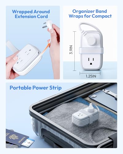 NTONPOWER 20W Regleta de Viaje, 4 Tomas 3 USB (1 USB-C) con Cable Extensión de 1.22 m, Enchufe Plano Tipo B miniatura 2