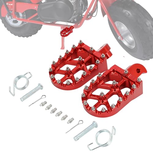 IUVWISN Mini Bike Foot Pegs CNC for CT200U CT200U-EX BT200X CT100U Mega Moto Trail 100cc 212cc 196cc Red Wider MX Style Footpegs Foot Rest