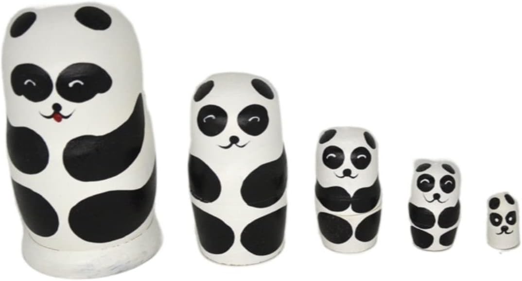 Matryoshka Stacking Dolls 5 Pieces Matryoshka Set Panda Handmade Wooden Russian Nesting Dolls Set for Birthday Matryoshka Doll Russian