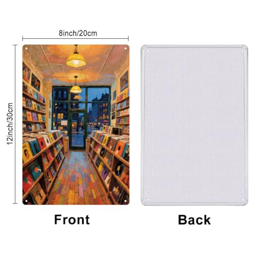 SUPERDANT Record Store Tin Signs Oil-Painting Style Metal Sign Iron Wall Decor Rectangle Retro Poster for Living Room Bedroom Kitchen Bars Restaurants Cafe Home Decorative Plaque Garage Decoration