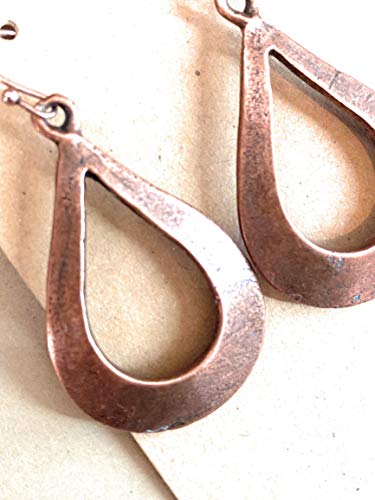 Distressed Copper Teardrop Earrings Boho Handmade Sundance Dreams Designs Women2