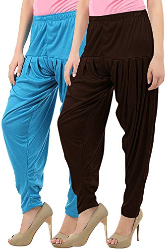 Image of Buy That Trendz Women's Regular, Relaxed Fit Cotton Patiala Salwar (567D20-Mstd Combo 2 Patiala Lvndr Mud, Lavender L)