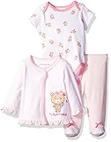 Nannette Baby Girls' 3 Piece Cardigan Set with Creeper Pant