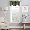 Eclipse Kendall Modern Scalloped Valance Rod Pocket Window Curtain for Kitchen or Bathroom 42 in x 18 in Artichoke