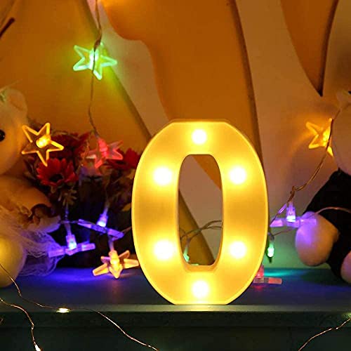 Image of Marquee Number 0 LED Light Lamp | Warm White Night Light | Battery-Operated Decorative Numeric Lamp for Home, Birthday, Wedding, Party & Anniversary Decor